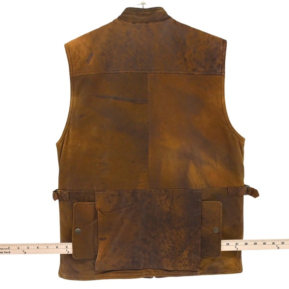 VTG 80s Banana Republic Leather Photojournalist Vest Mill Valley Gorpcore Lined - Picture 11 of 16